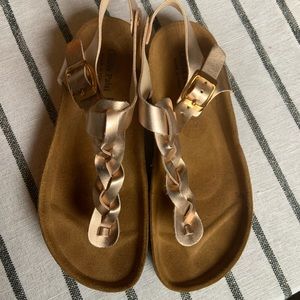 Rose Gold Braided Sandals - Girls Size 2Y